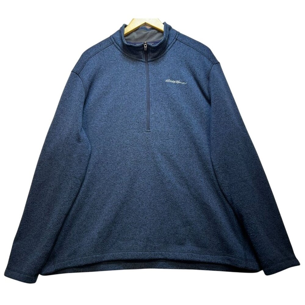 Eddie Bauer Men's Quarter Zip Fleece Pullover Sweater Long Sleeve Size XXL Blue